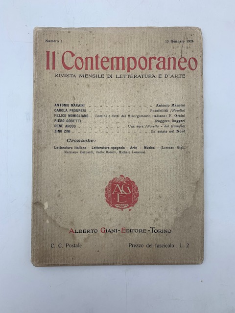 Il Contemporaneo. Rivista mensile di letteratura e d'arte. Numero 1, 15 gennaio 1924